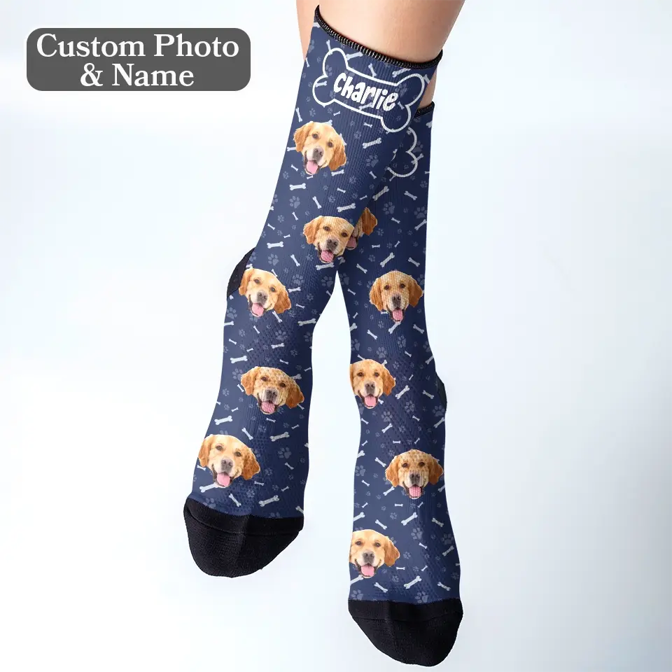 Custom Fit Socks With Pet Faces - Personalized Printed Photo Crew Socks TeeInBlue