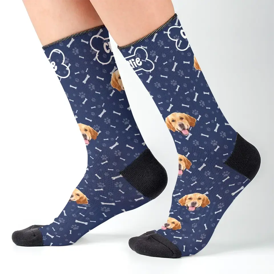 Custom Fit Socks With Pet Faces - Personalized Printed Photo Crew Socks TeeInBlue