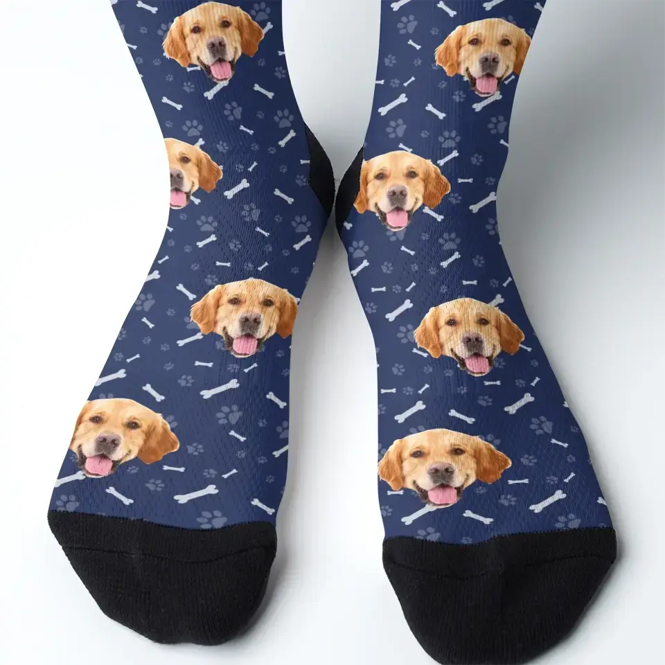 Custom Fit Socks With Pet Faces - Personalized Printed Photo Crew Socks TeeInBlue