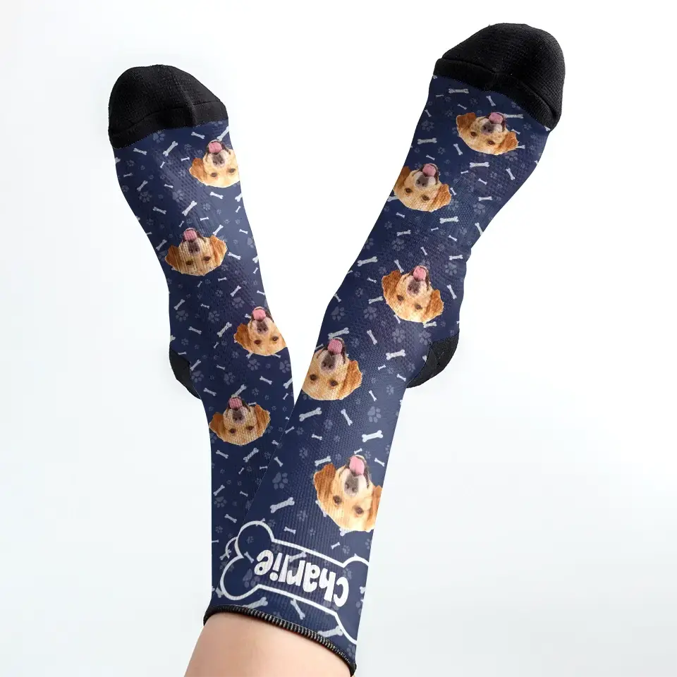 Custom Fit Socks With Pet Faces - Personalized Printed Photo Crew Socks TeeInBlue