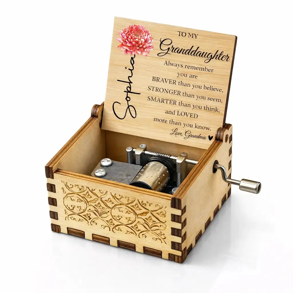 Custom Flower on Music Box - Personalized Gift for Granddaughter Duconspace