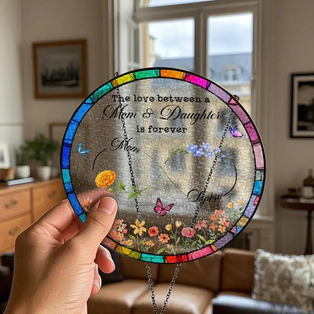 Custom Flower on Suncatcher - Personalized Gift for Mom and Daughter Duconspace