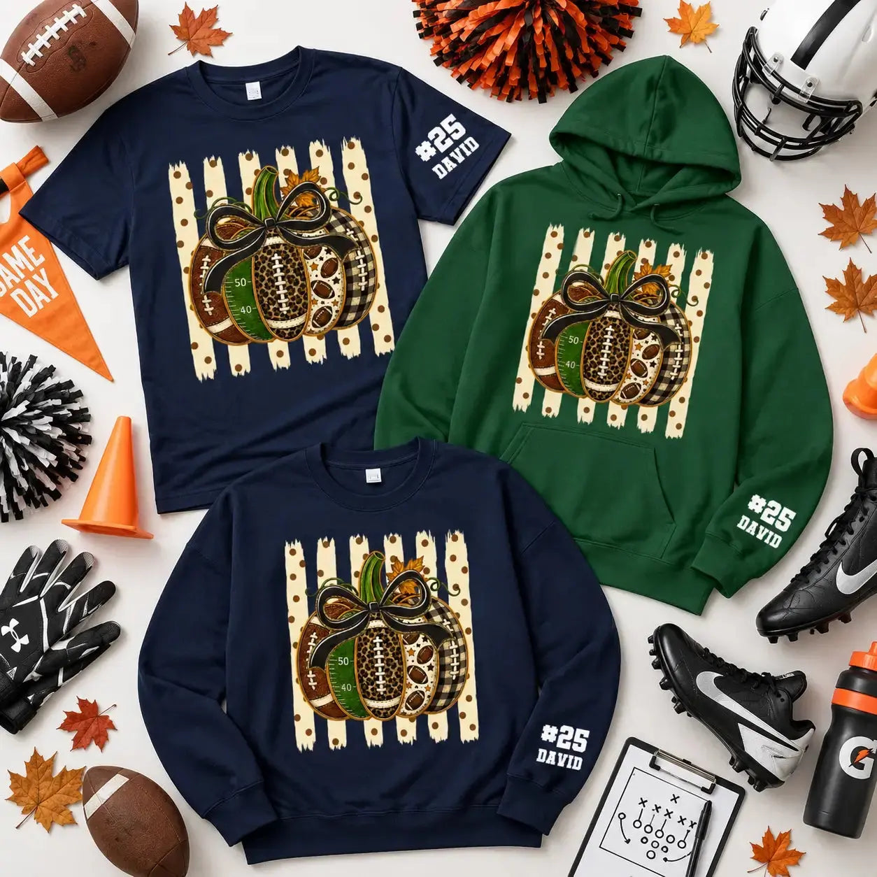 Custom Football Name Number Sleeve Print Apparel