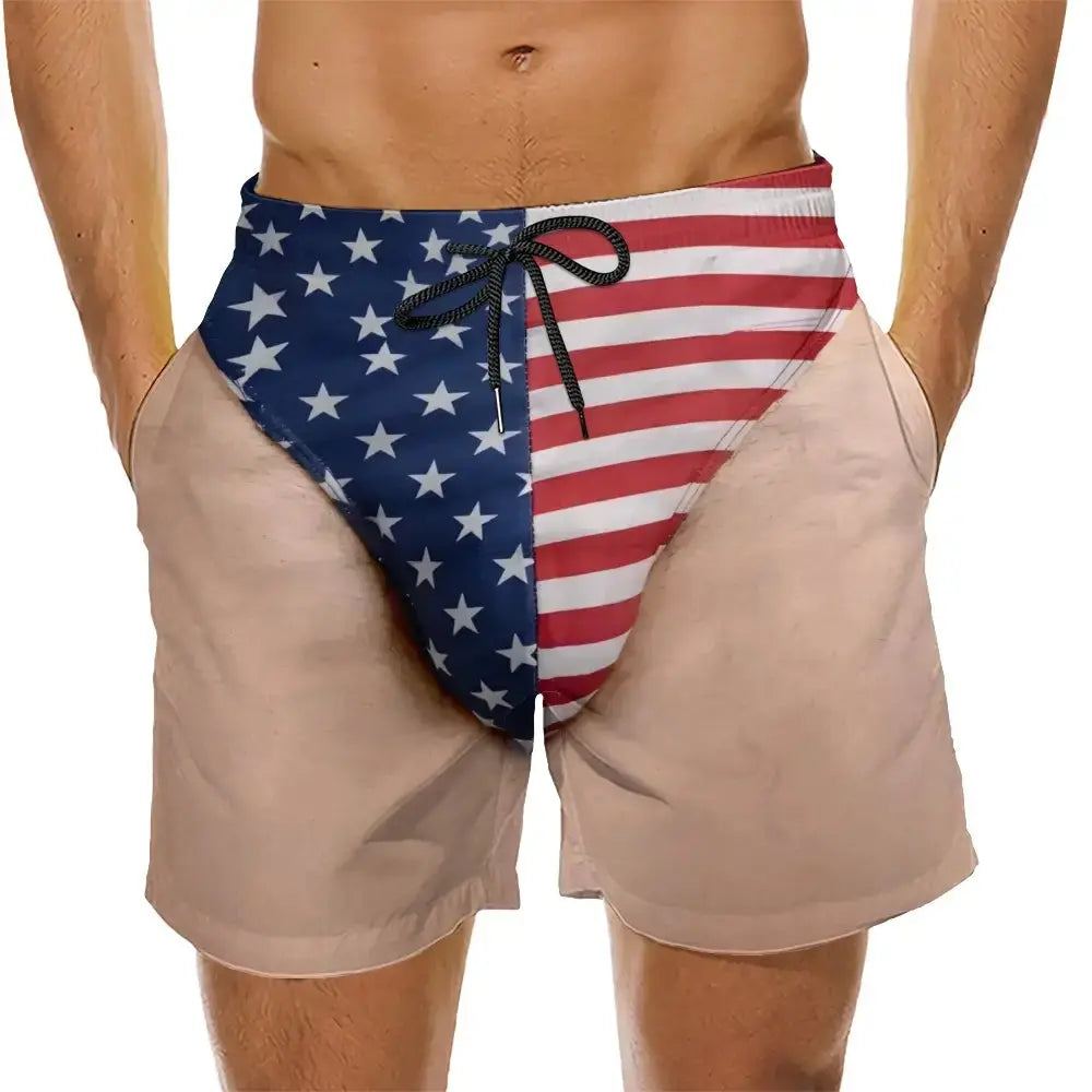Custom Funny Patriotic Beach Shorts - Personalized Summer Gift for Men Duconspace