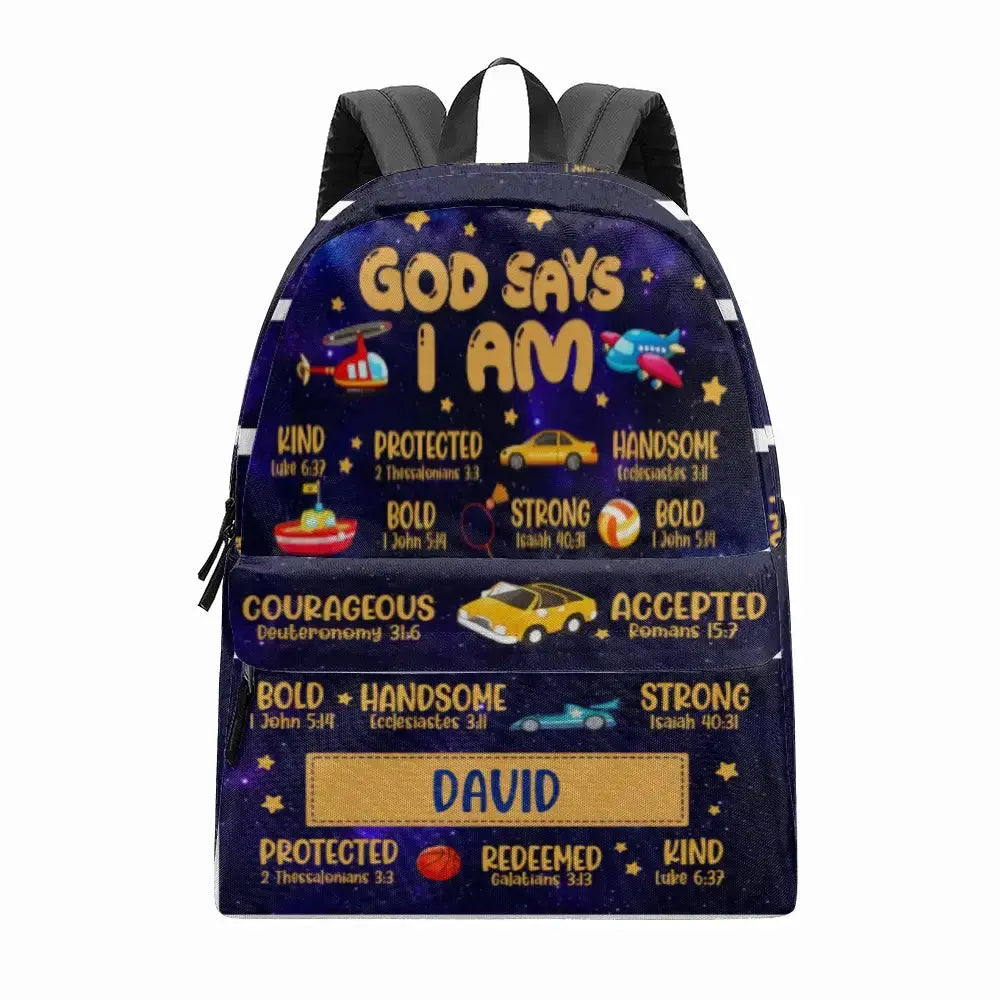Custom God Says I Am Backpack - Personalized Gift for Boy, Girl
