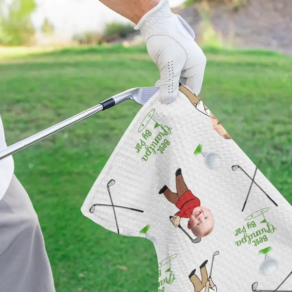 Custom Golf Towel With Kid’s Photo - Personalized Gift for Father's Day Duconspace