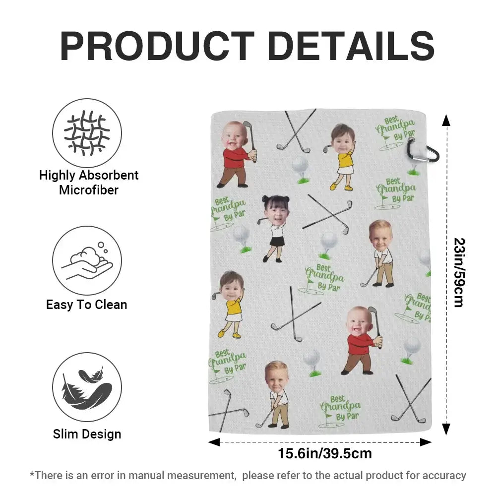 Custom Golf Towel With Kid’s Photo - Personalized Gift for Father's Day Duconspace