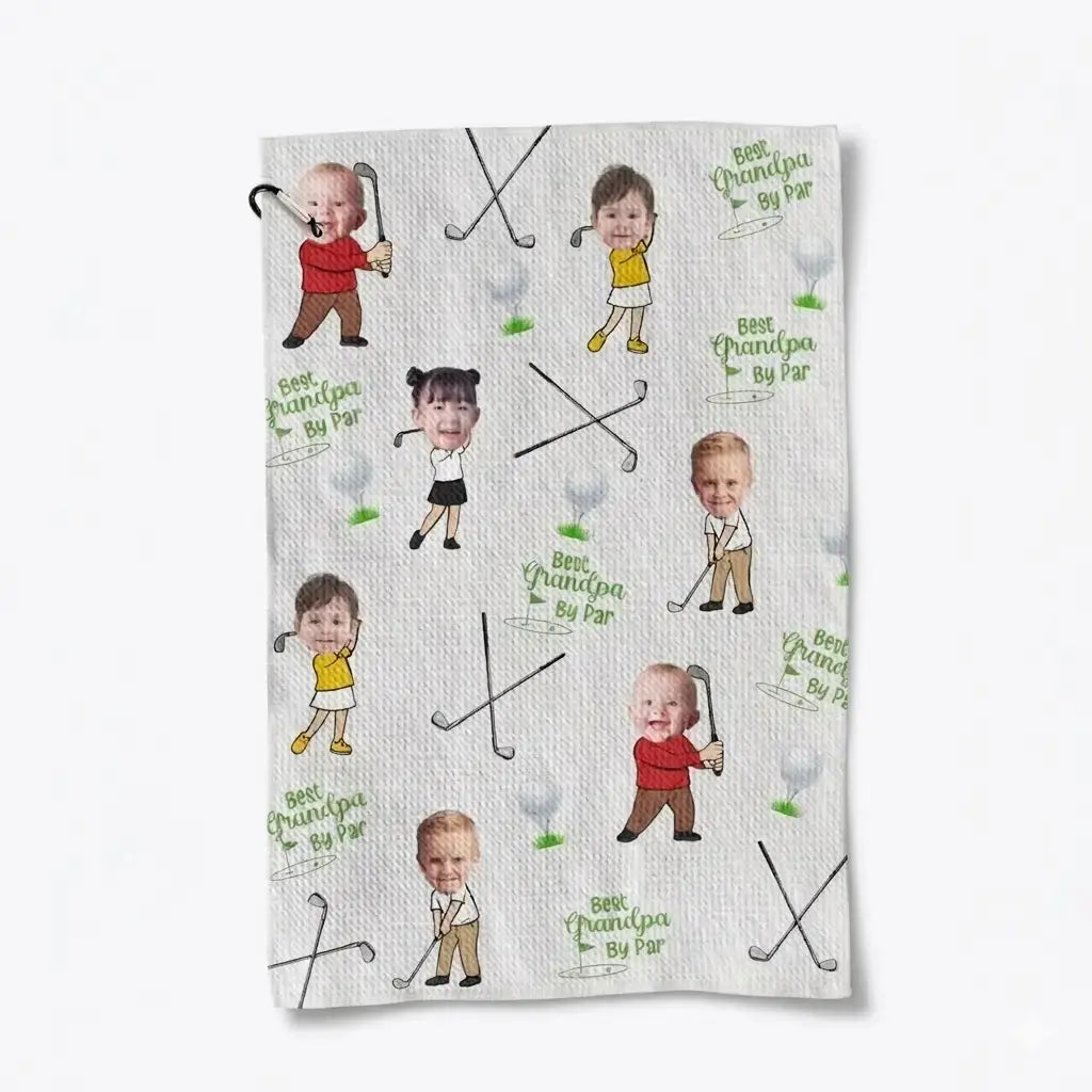 Custom Golf Towel With Kid’s Photo - Personalized Gift for Father's Day Duconspace