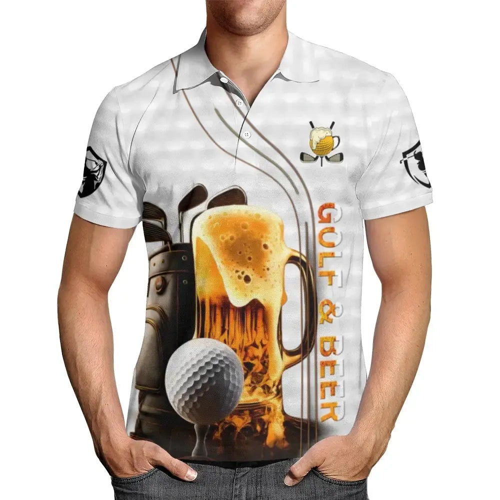 Custom Golf and Beer Polo Shirt - Personalized Gift for Golfer Duconspace