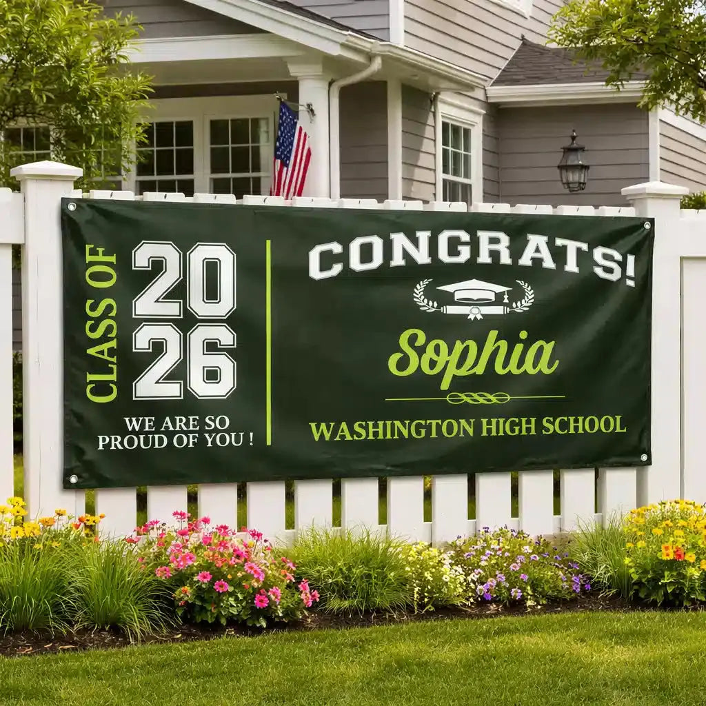 Custom Graduation Banner Class of 2026 Name Gift Duconspace