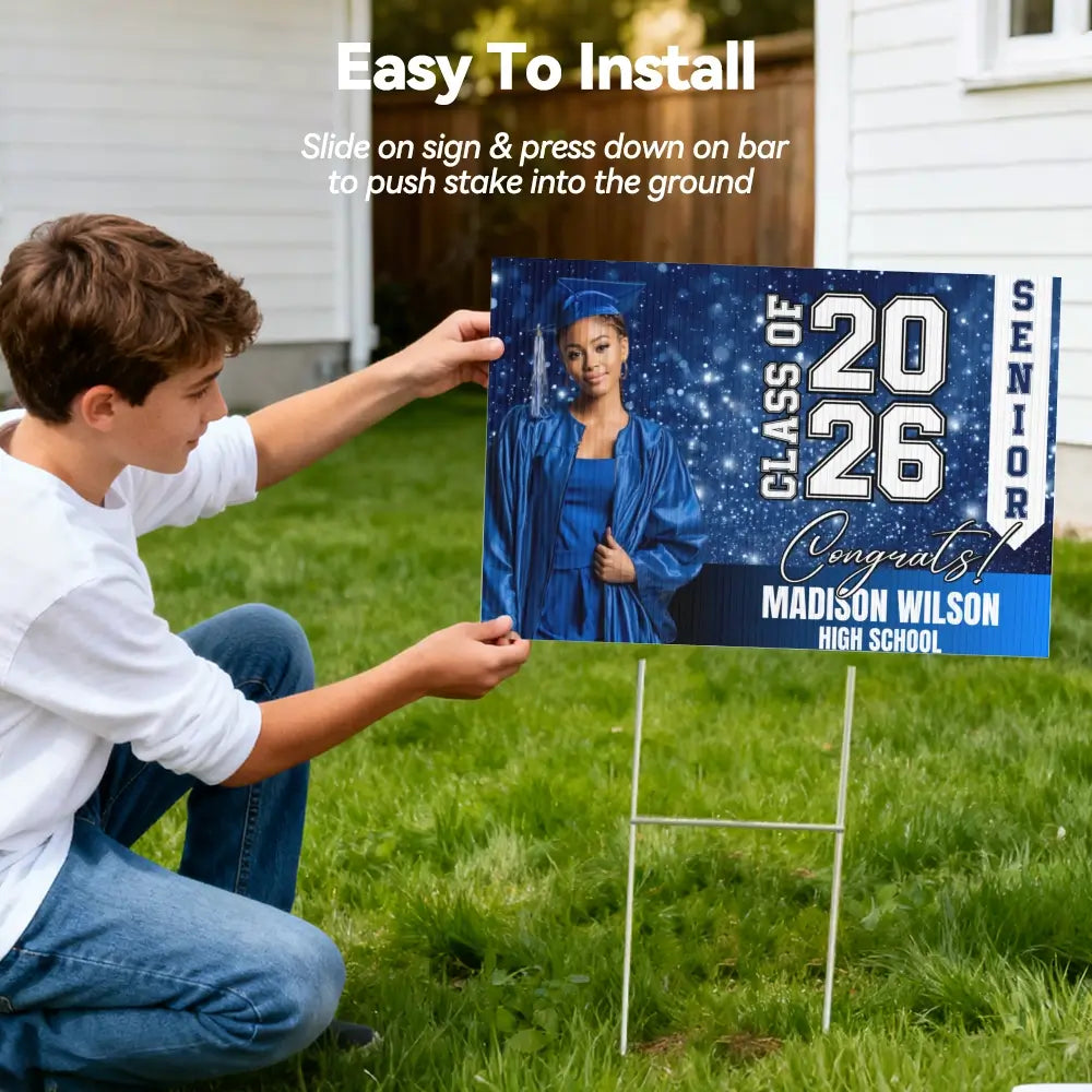 Custom Graduation Yard Sign Class of 2026 Photo Senior Duconspace