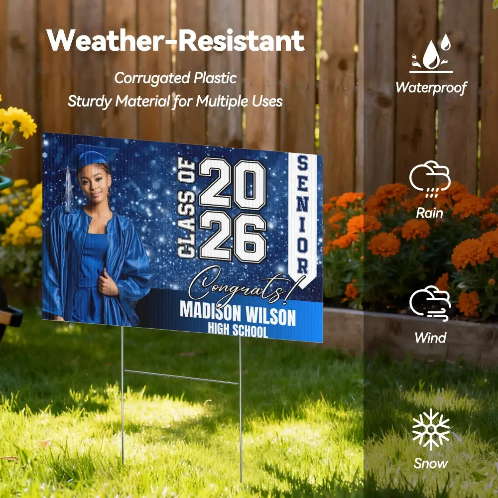 Custom Graduation Yard Sign Class of 2026 Photo Senior Duconspace