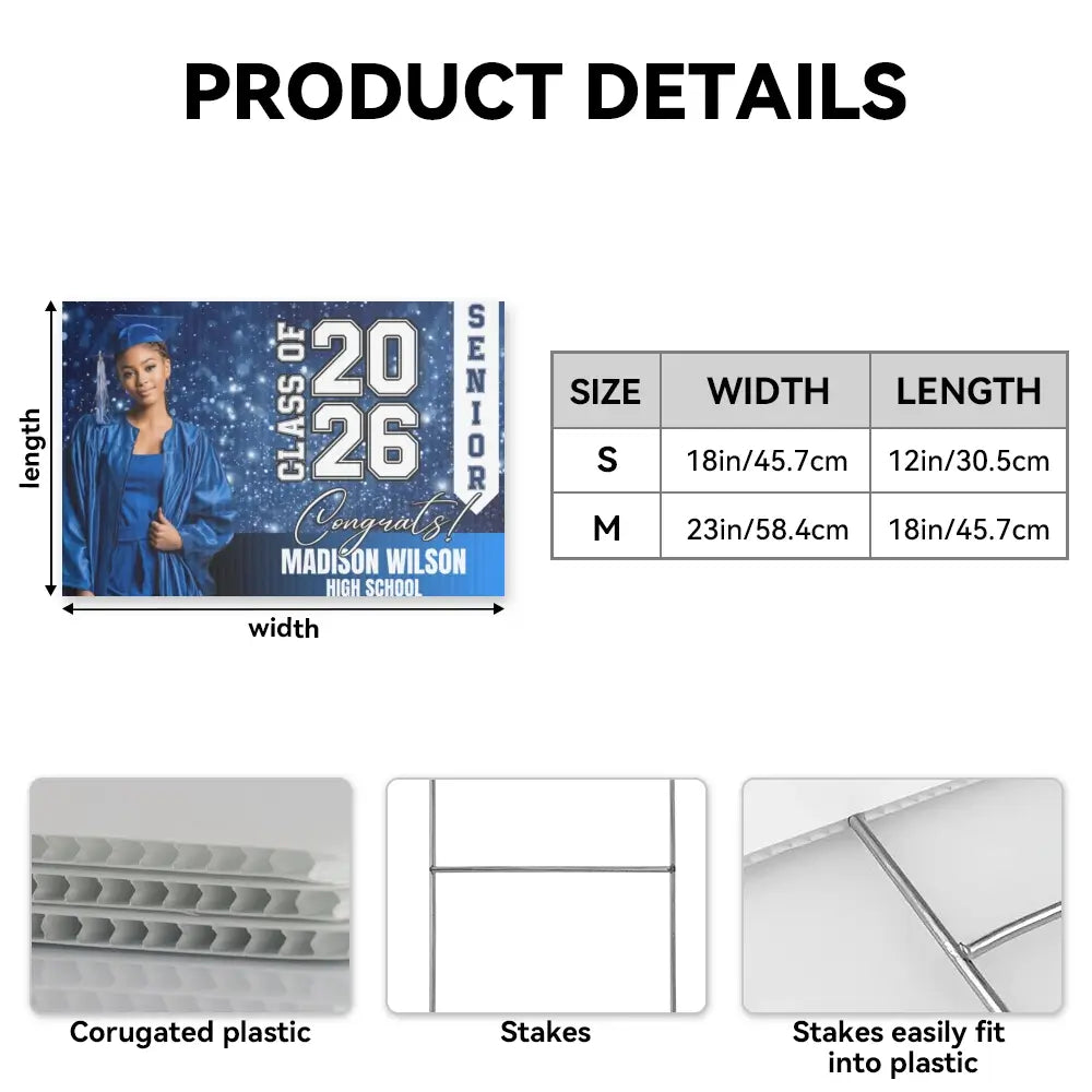 Custom Graduation Yard Sign Class of 2026 Photo Senior Duconspace