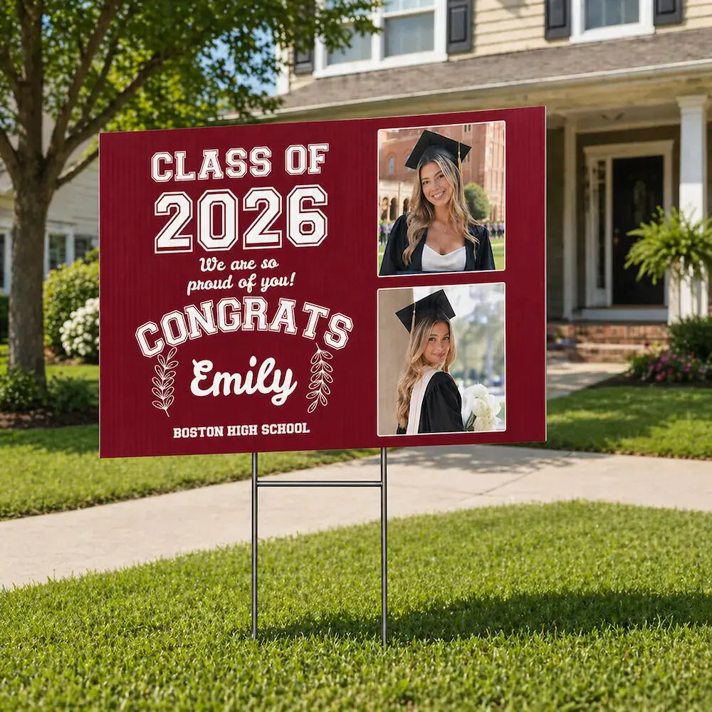 Custom Graduation Yard Sign Photo Text Class 2027 Duconspace