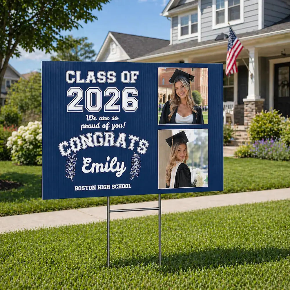 Custom Graduation Yard Sign Photo Text Class 2027 Duconspace