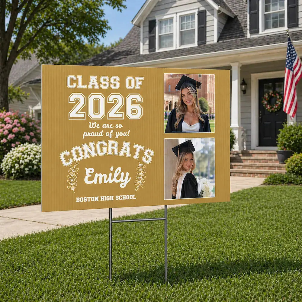 Custom Graduation Yard Sign Photo Text Class 2027 Duconspace