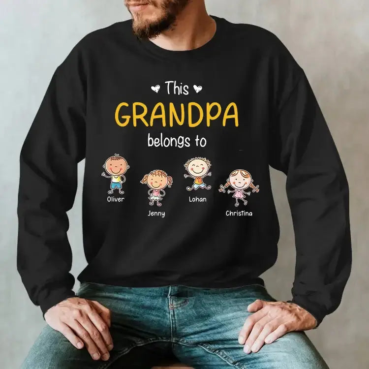 Custom Grandchild Names on T-shirt - Personalized Gift for Grandpa Duconspace