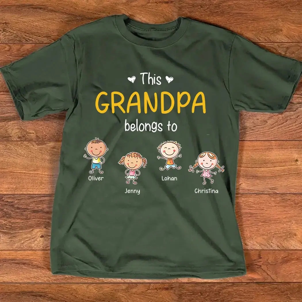 Custom Grandchild Names on T-shirt - Personalized Gift for Grandpa Duconspace