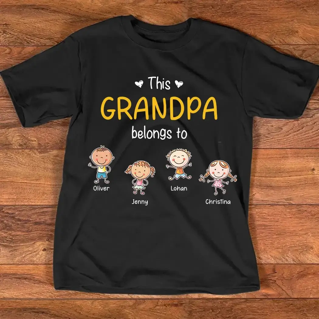 Custom Grandchild Names on T-shirt - Personalized Gift for Grandpa Duconspace