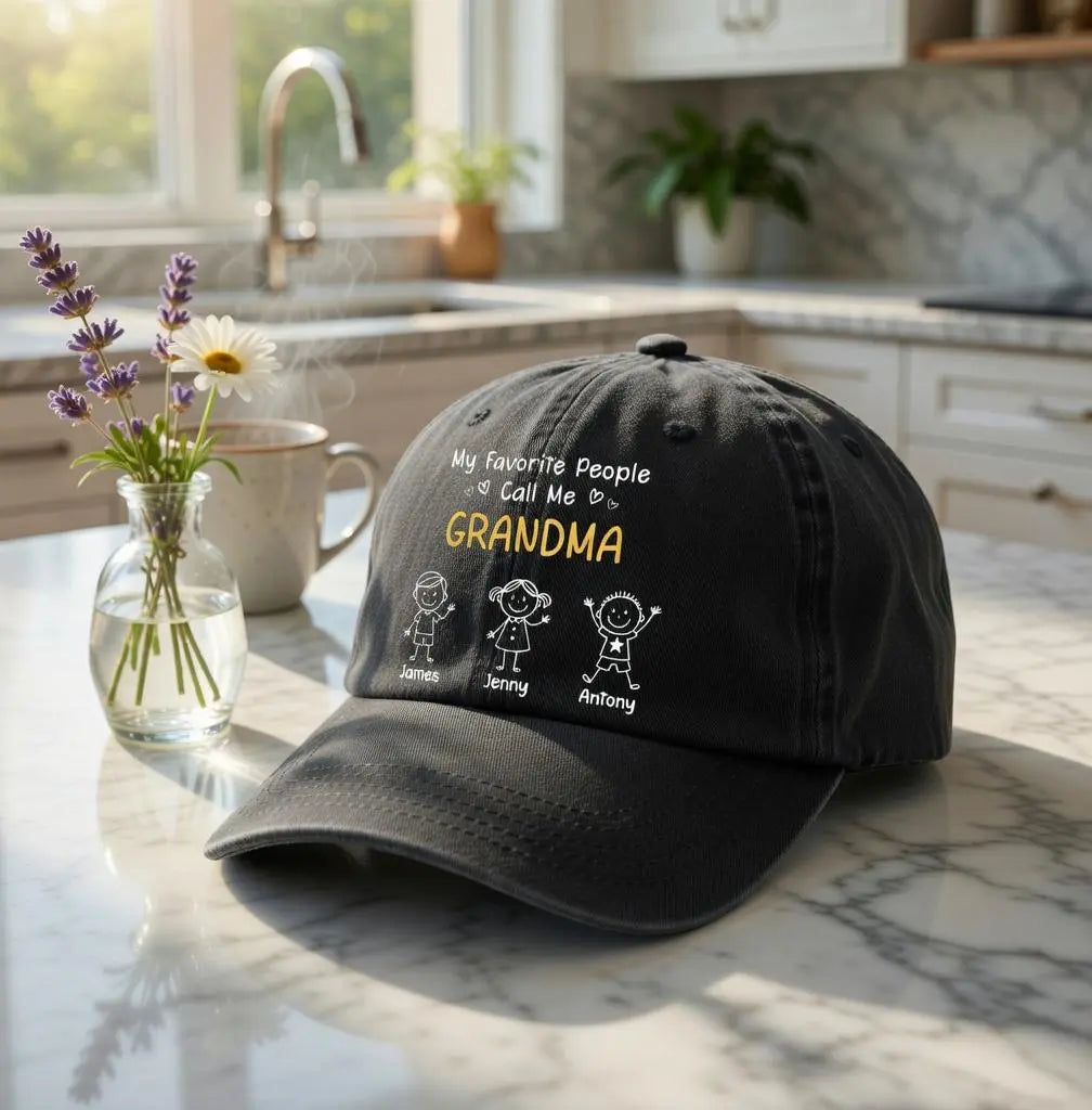 Custom Grandma Denim Cap, My favorite People Hat Duconspace