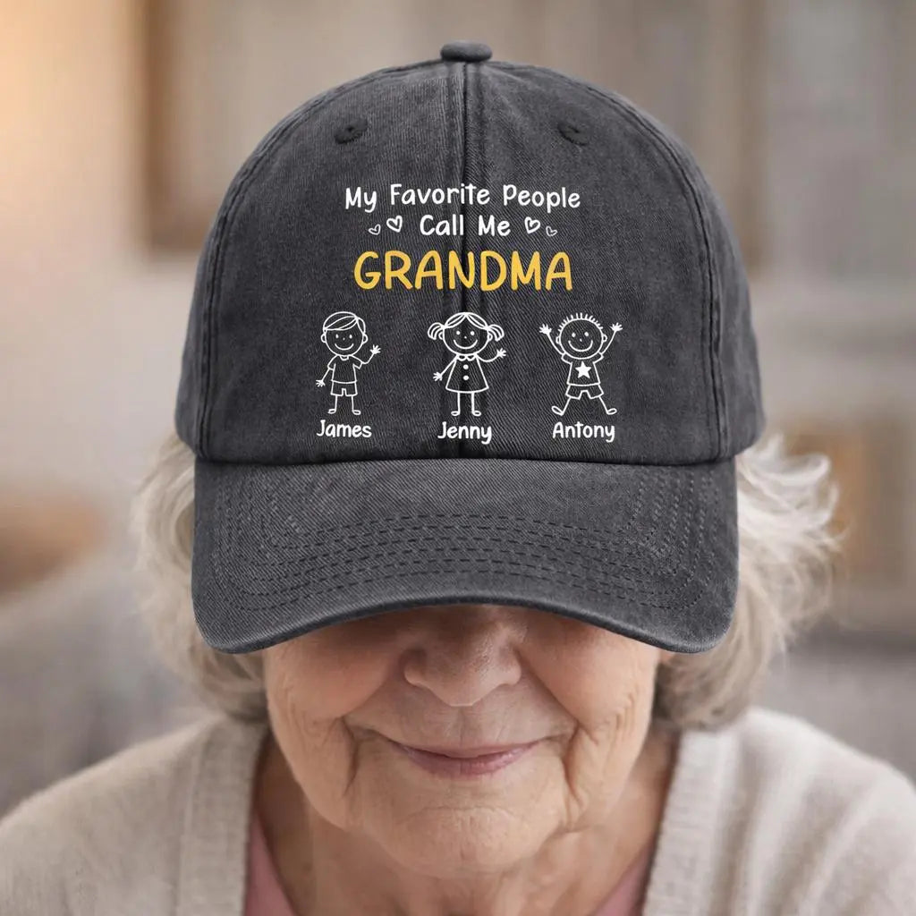 Custom Grandma Denim Cap, My favorite People Hat Duconspace