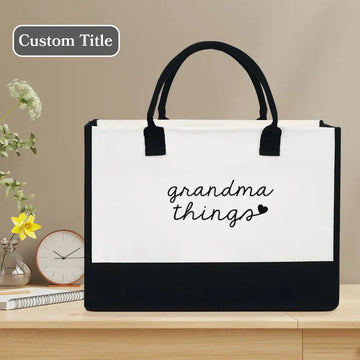 [Custom Grandma Tote] Personalized Canvas Gift - Grandma Things Bag