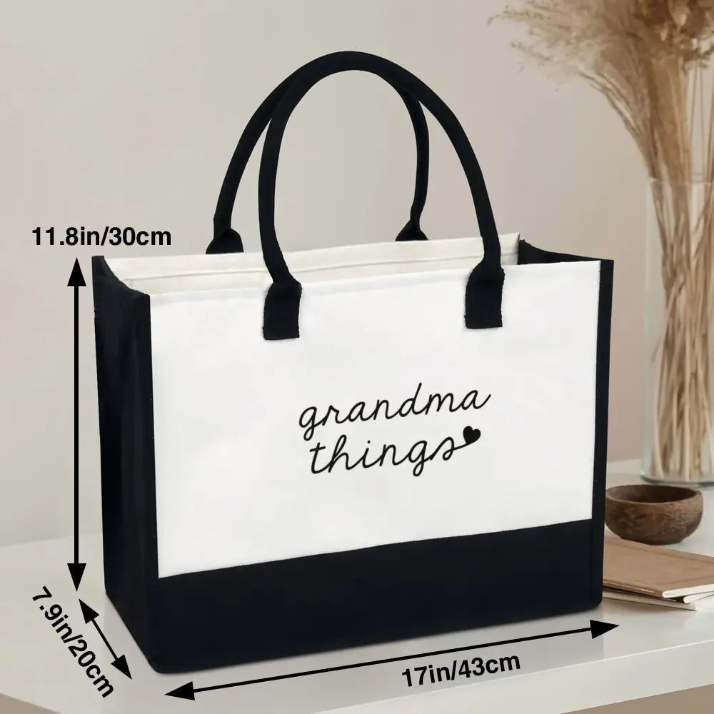 [Custom Grandma Tote] Personalized Canvas Gift - Grandma Things Bag