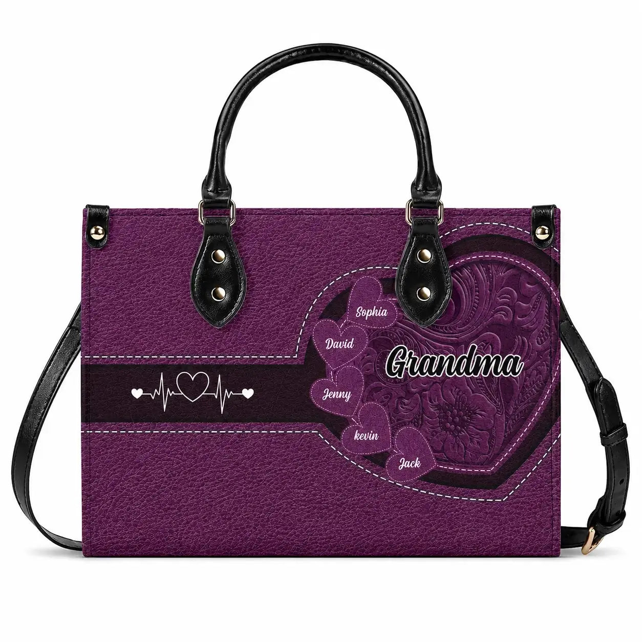 Custom Grandma's Little Sweethearts on Leather Hand Bag