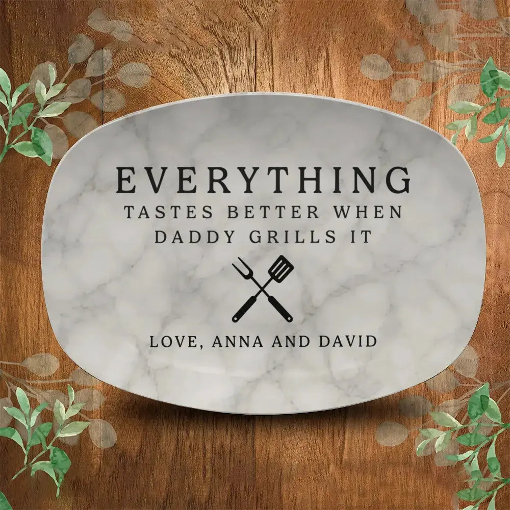 Custom Grill Master Plate - Personalized Gift for Dad, Grandpa Duconspace