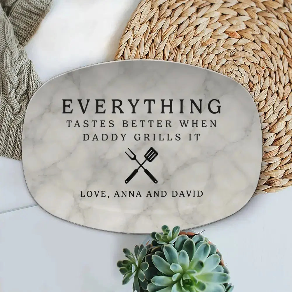 Custom Grill Master Plate - Personalized Gift for Dad, Grandpa Duconspace