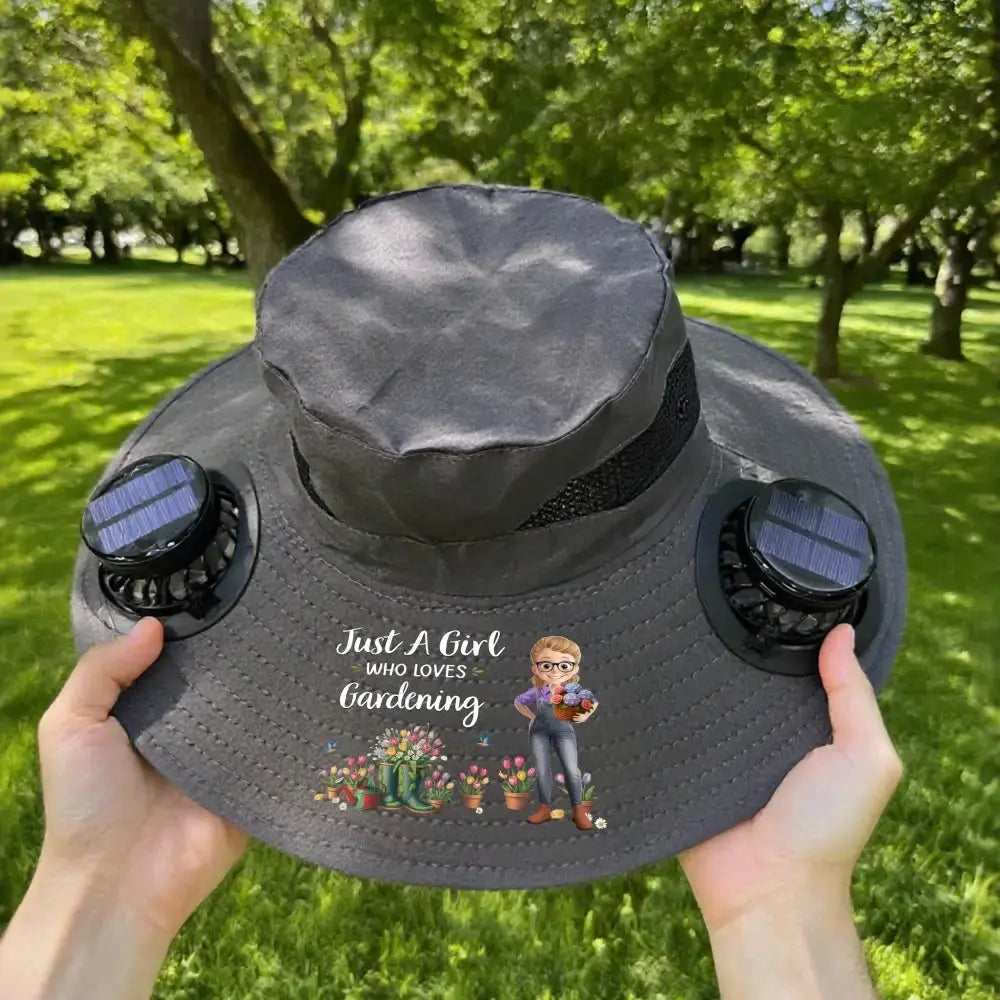 Custom Hat With Fans Solar Power - Personalized Gift for Gardeners Duconspace