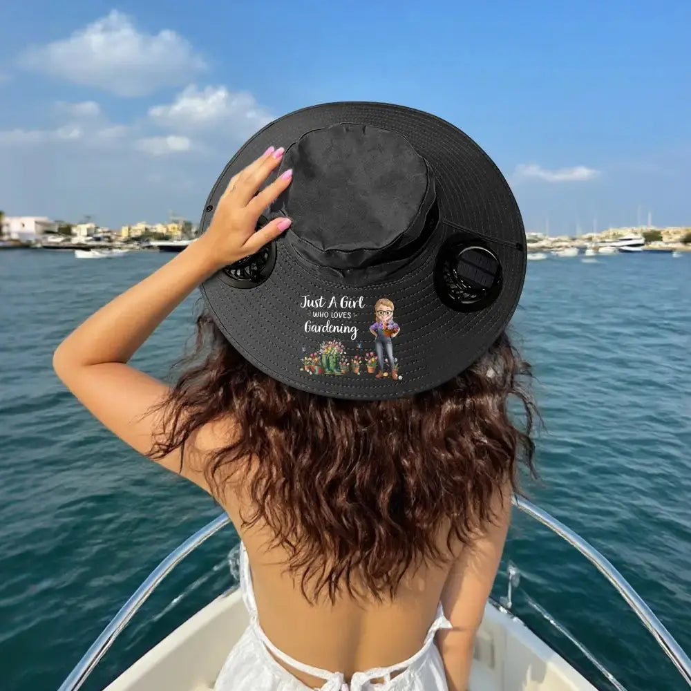 Custom Hat With Fans Solar Power - Personalized Gift for Gardeners Duconspace