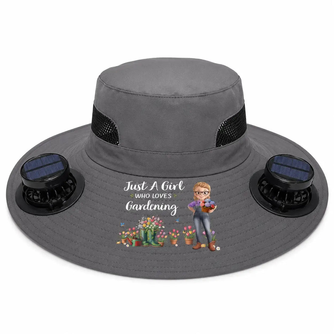 Custom Hat With Fans Solar Power - Personalized Gift for Gardeners Duconspace