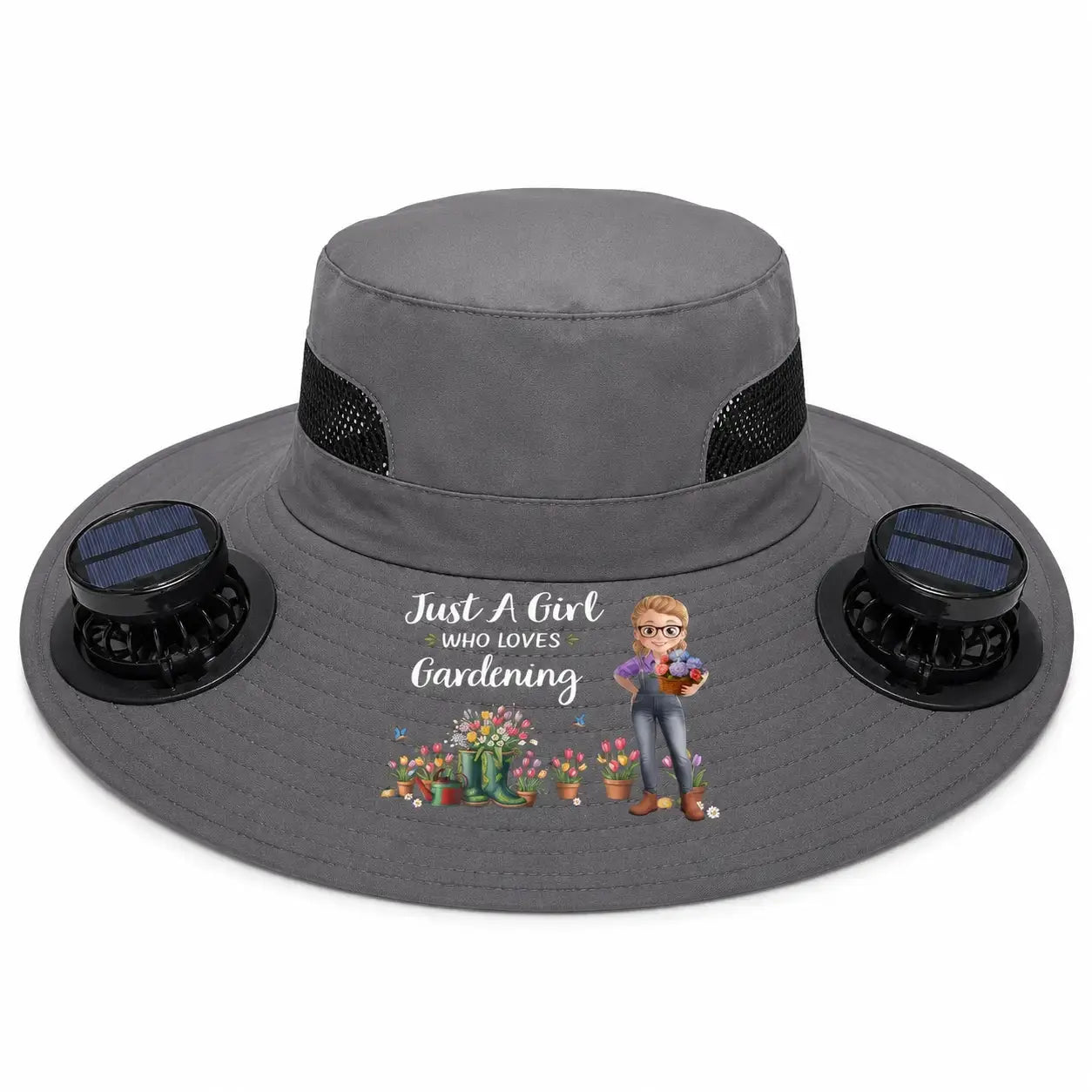 Custom Hat With Fans Solar Power - Personalized Gift for Gardeners Duconspace