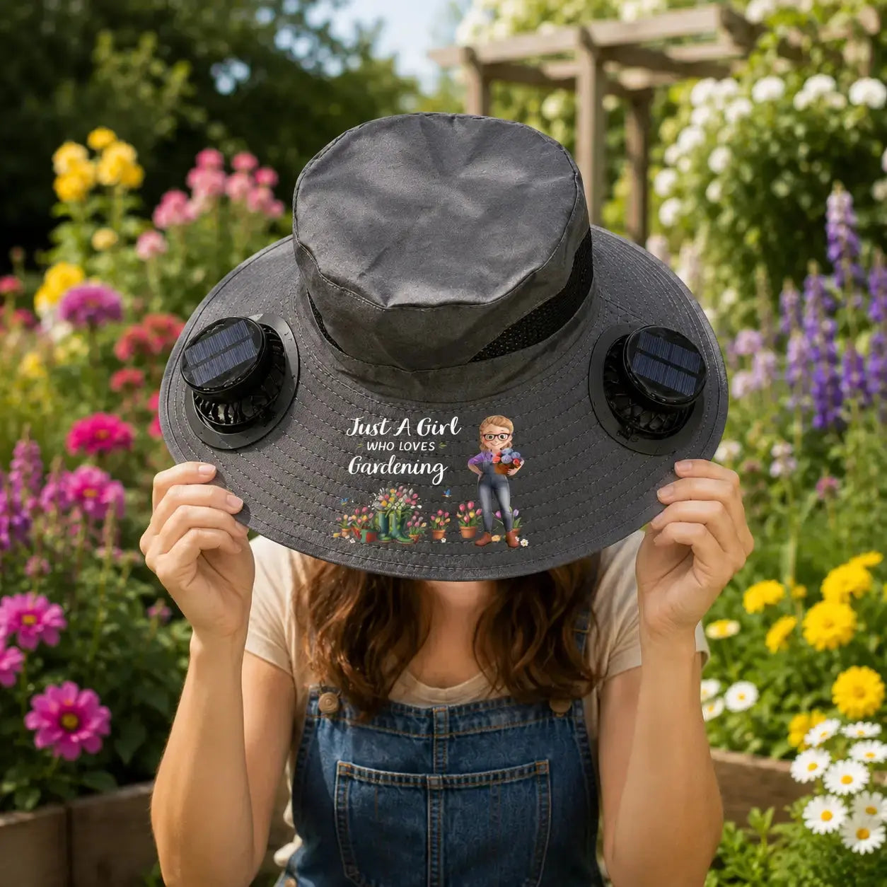 Custom Hat With Fans Solar Power - Personalized Gift for Gardeners Duconspace