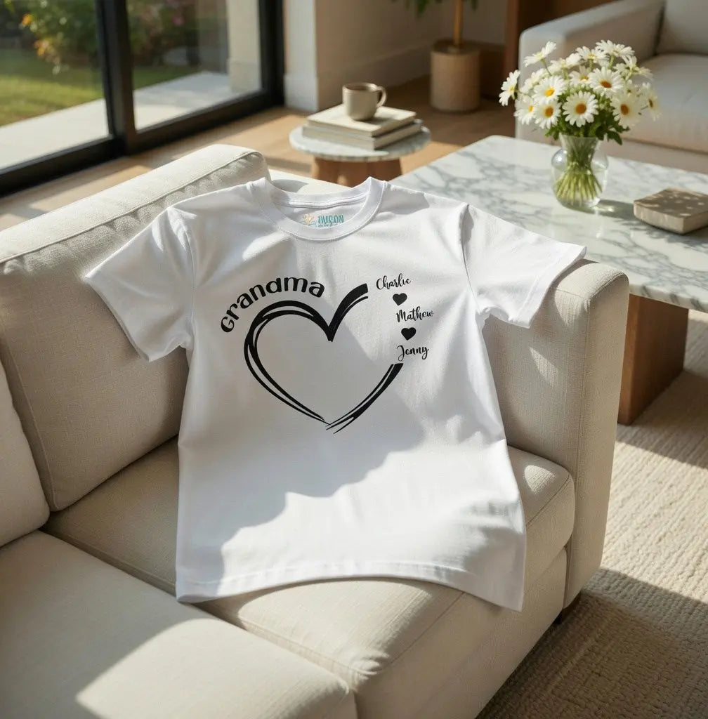 Custom Heart, Grandma And Kids, Gift For Grandma Duconspace