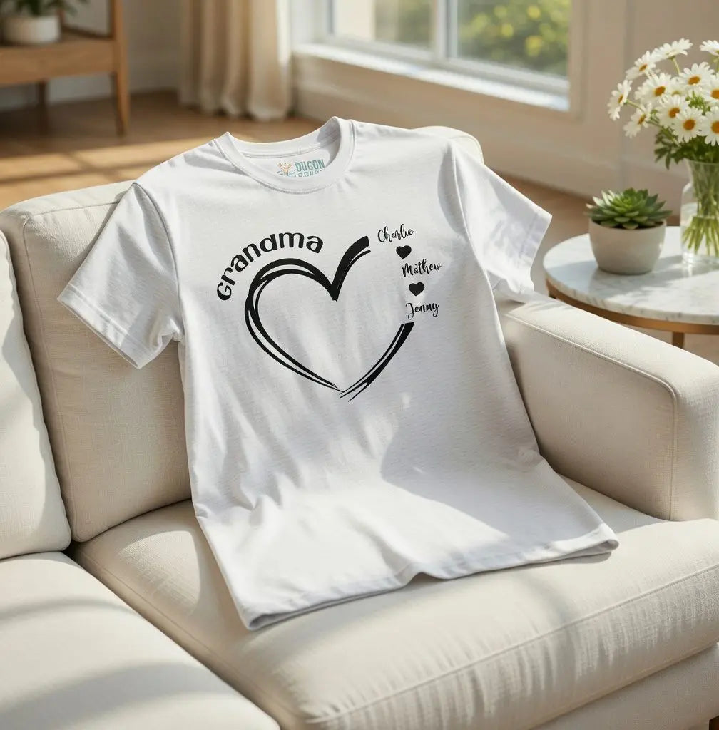 Custom Heart, Grandma And Kids, Gift For Grandma Duconspace