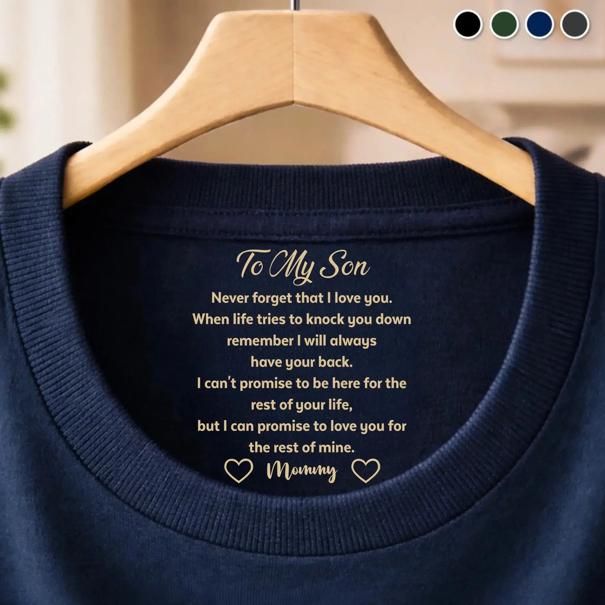 Custom Inside Neck Print T-shirt - Personalized Gift for Son Duconspace