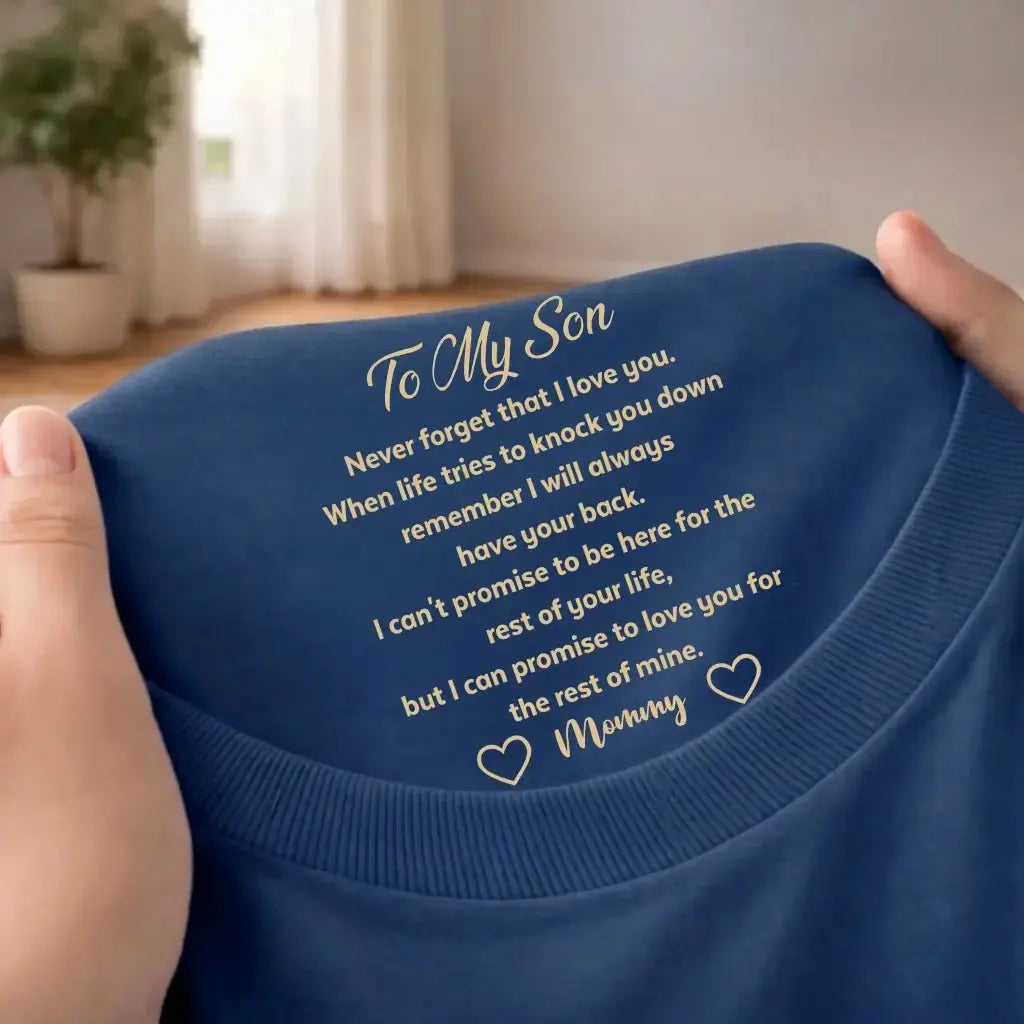 Custom Inside Neck Print T-shirt - Personalized Gift for Son Duconspace