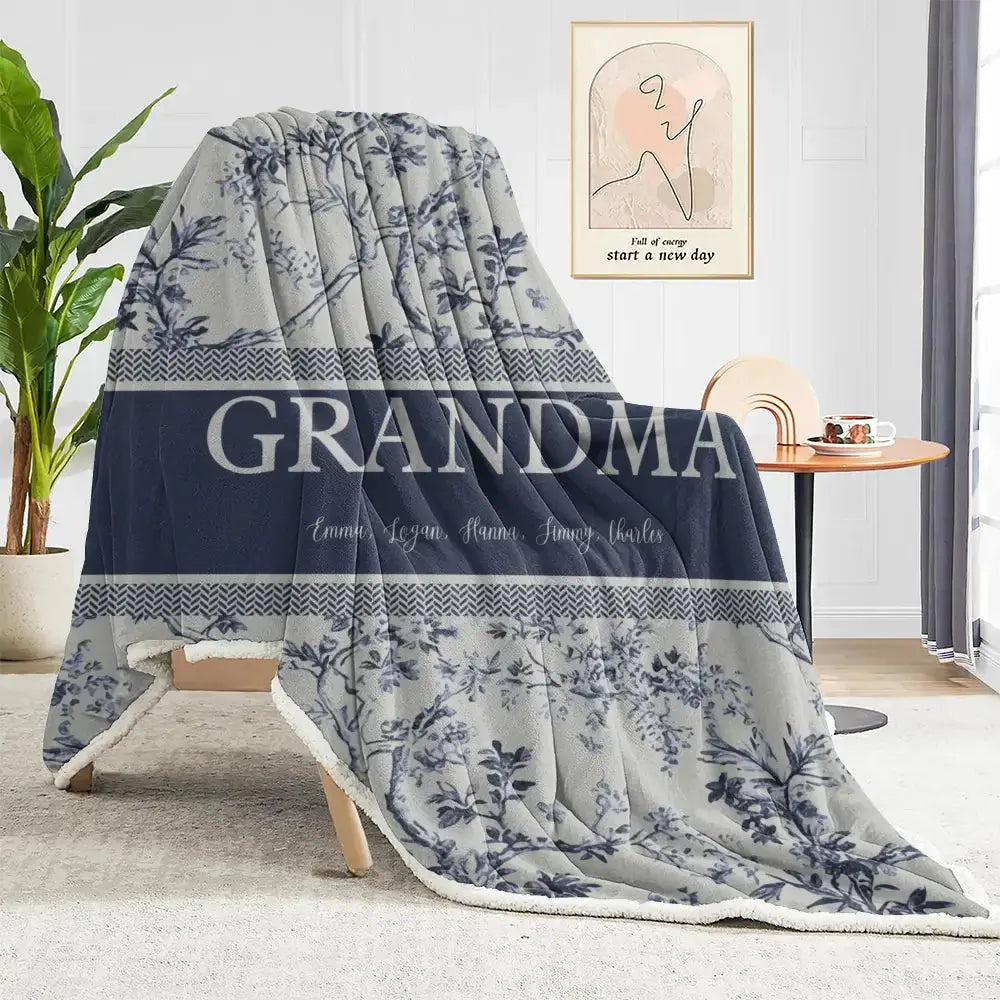 Custom Kids Name on  Blanket - Personalized Gift for Grandma Duconspace