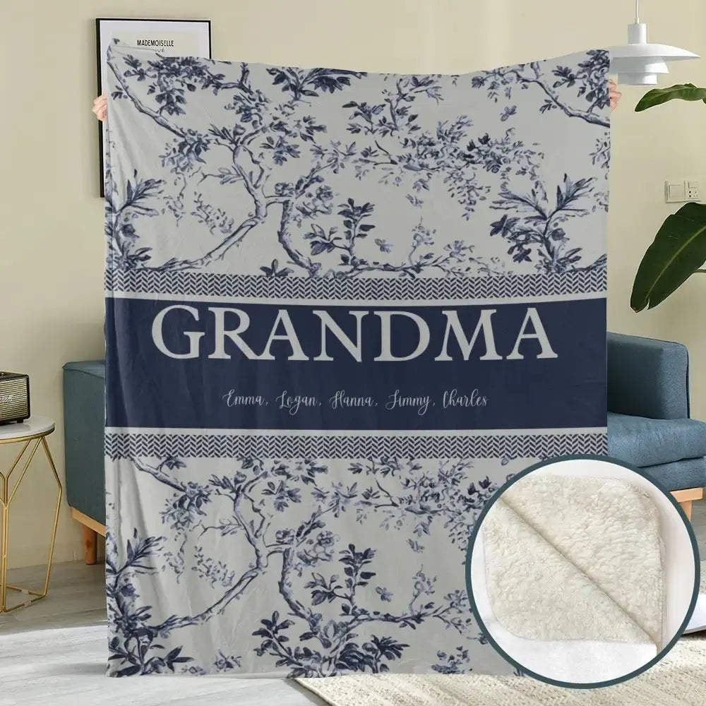 Custom Kids Name on  Blanket - Personalized Gift for Grandma Duconspace