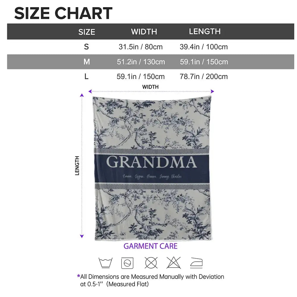 Custom Kids Name on  Blanket - Personalized Gift for Grandma Duconspace