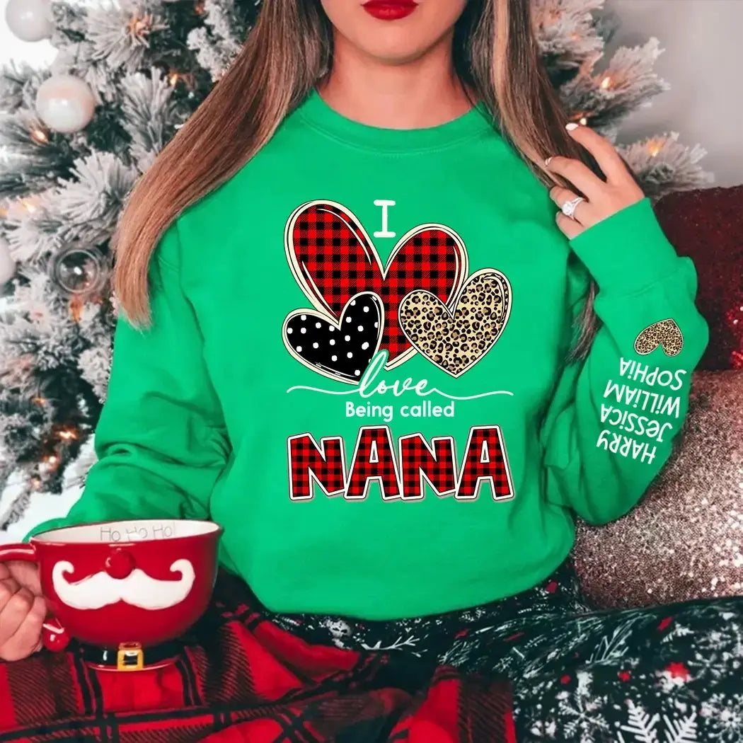 Custom Kids Name on Grandma Sweatshirt - I Love Being Called Nana Duconspace