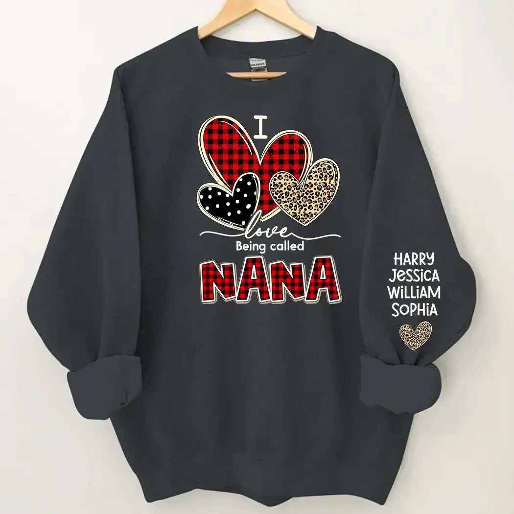 Custom Kids Name on Grandma Sweatshirt - I Love Being Called Nana Duconspace
