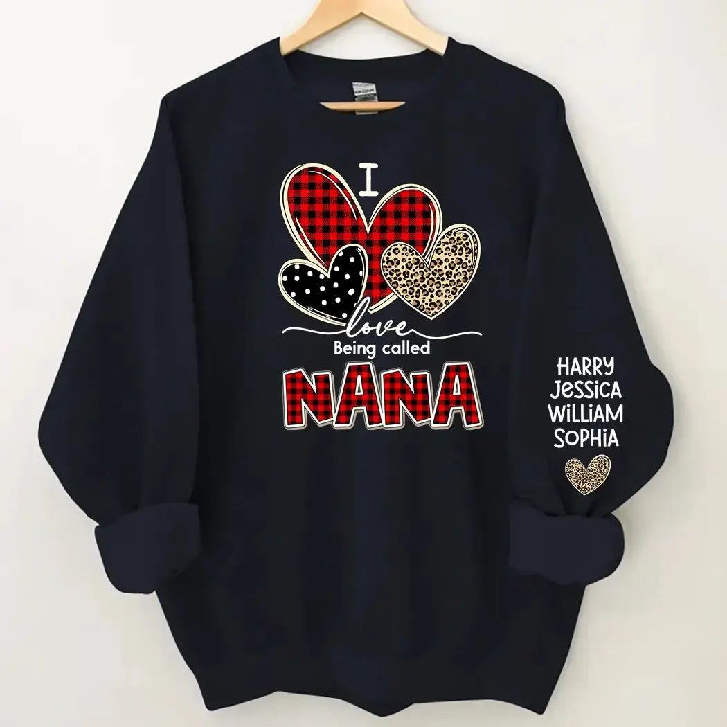 Custom Kids Name on Grandma Sweatshirt - I Love Being Called Nana Duconspace