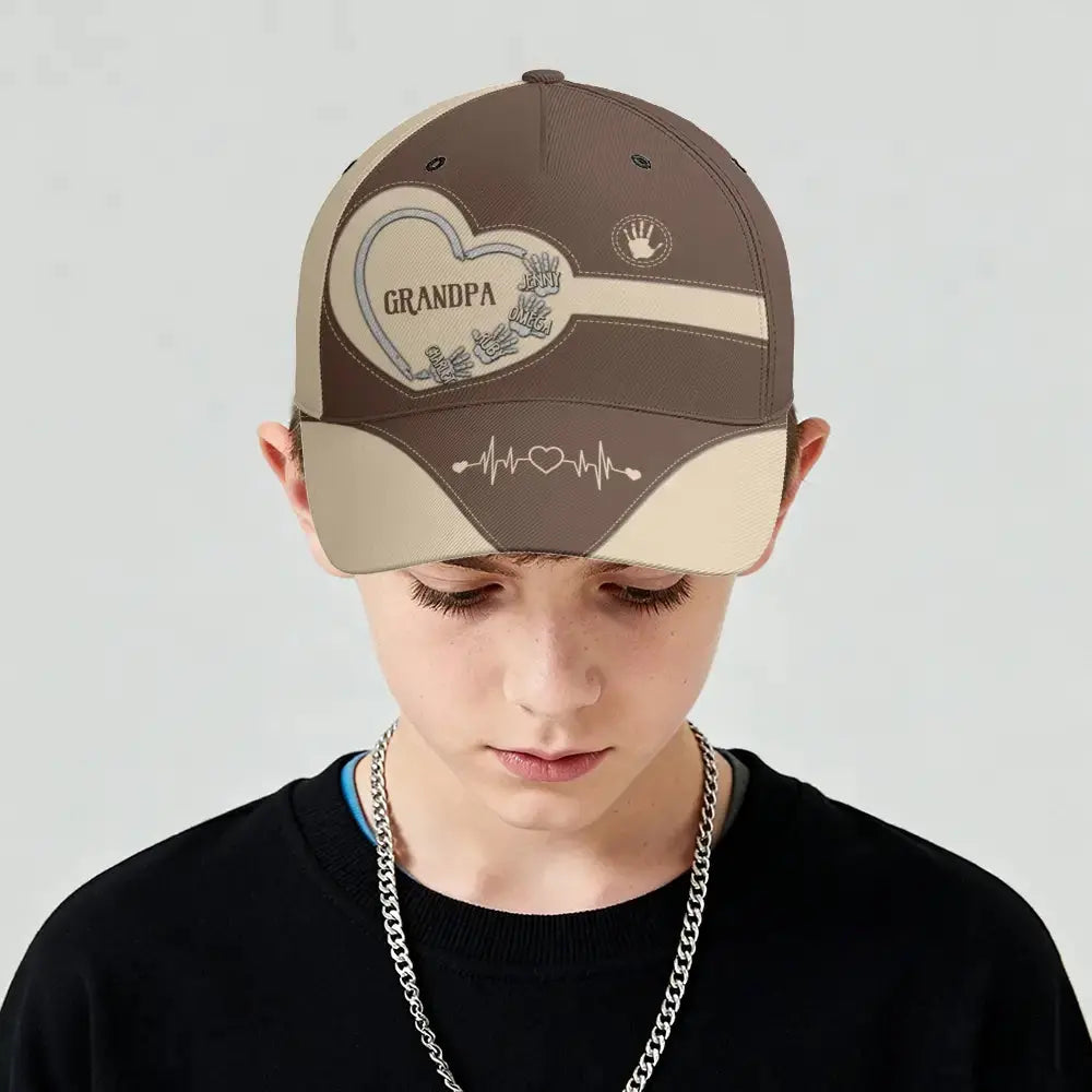 Custom Kids Name on Handprints Classic Cap - Personalized Gift for Dad, Grandpa Ducon Space