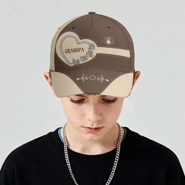 Custom Kids Name on Handprints Classic Cap - Personalized Gift for Dad, Grandpa Ducon Space