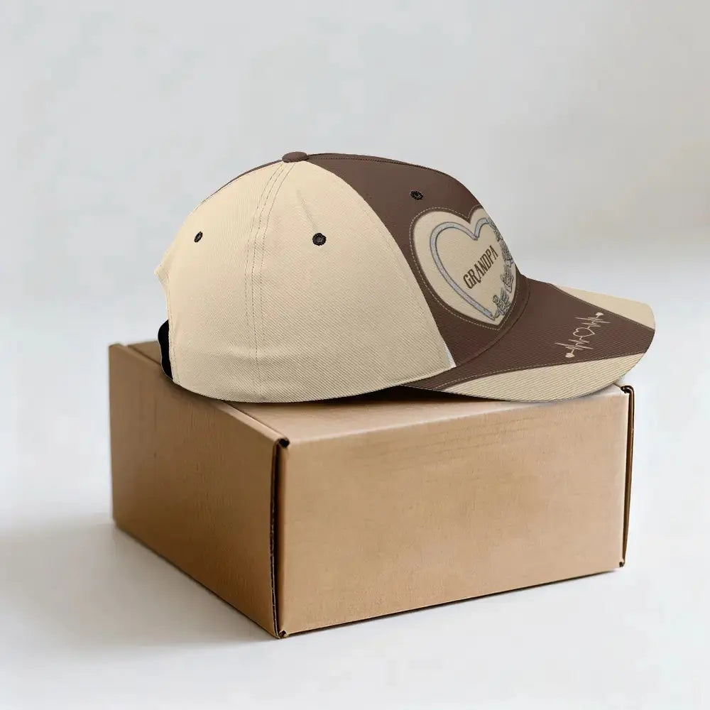 Custom Kids Name on Handprints Classic Cap - Personalized Gift for Dad, Grandpa Ducon Space