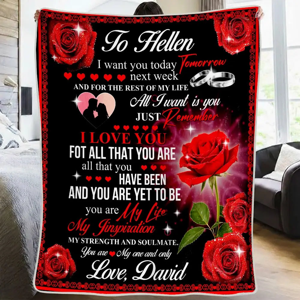 Custom Love Leatter on Blanket - Personalized Gift for Her