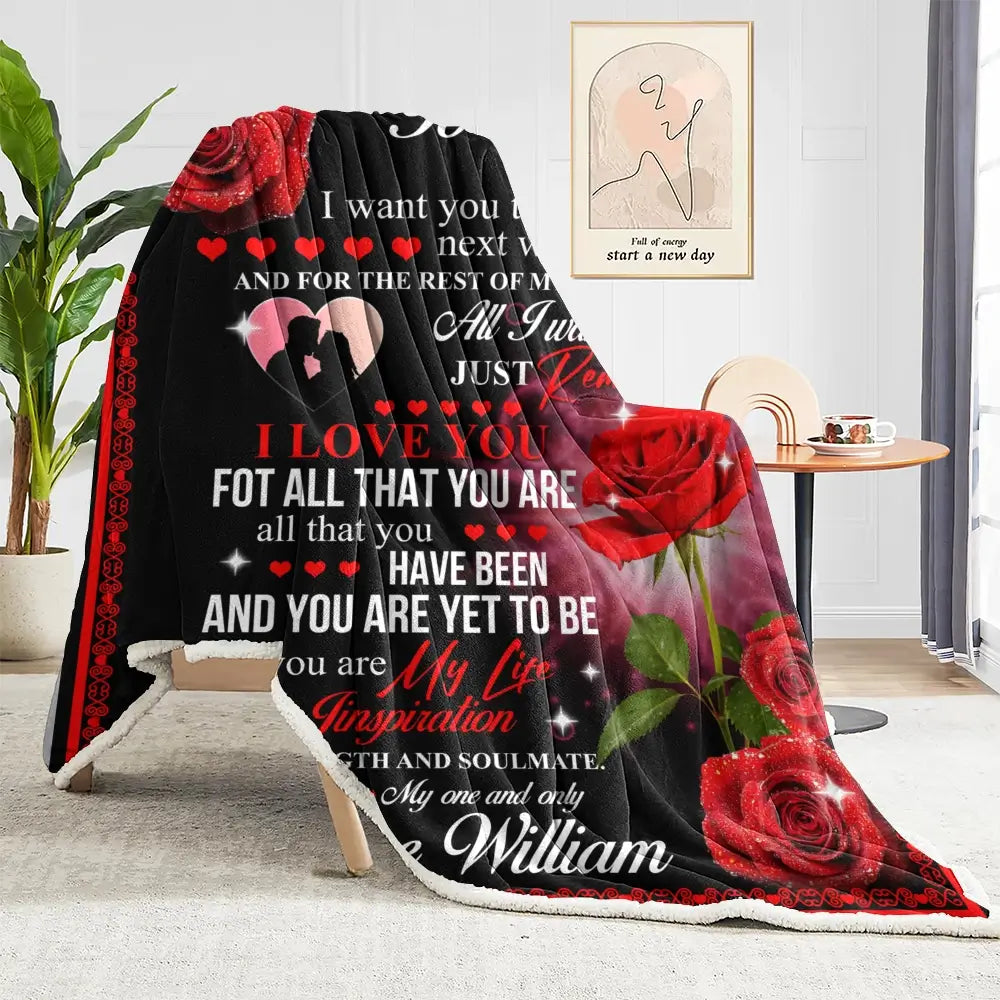 Custom Love Leatter on Blanket - Personalized Gift for Her